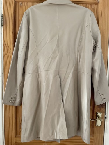 NEW GENUINE LEATHER FAWN BEIGE CAMEL LINED POCKETS COAT UK 18 - Picture 7 of 11