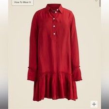 J. Crew Amelia Popover Shirtdress Drapey Viscose in Berry Sangria S