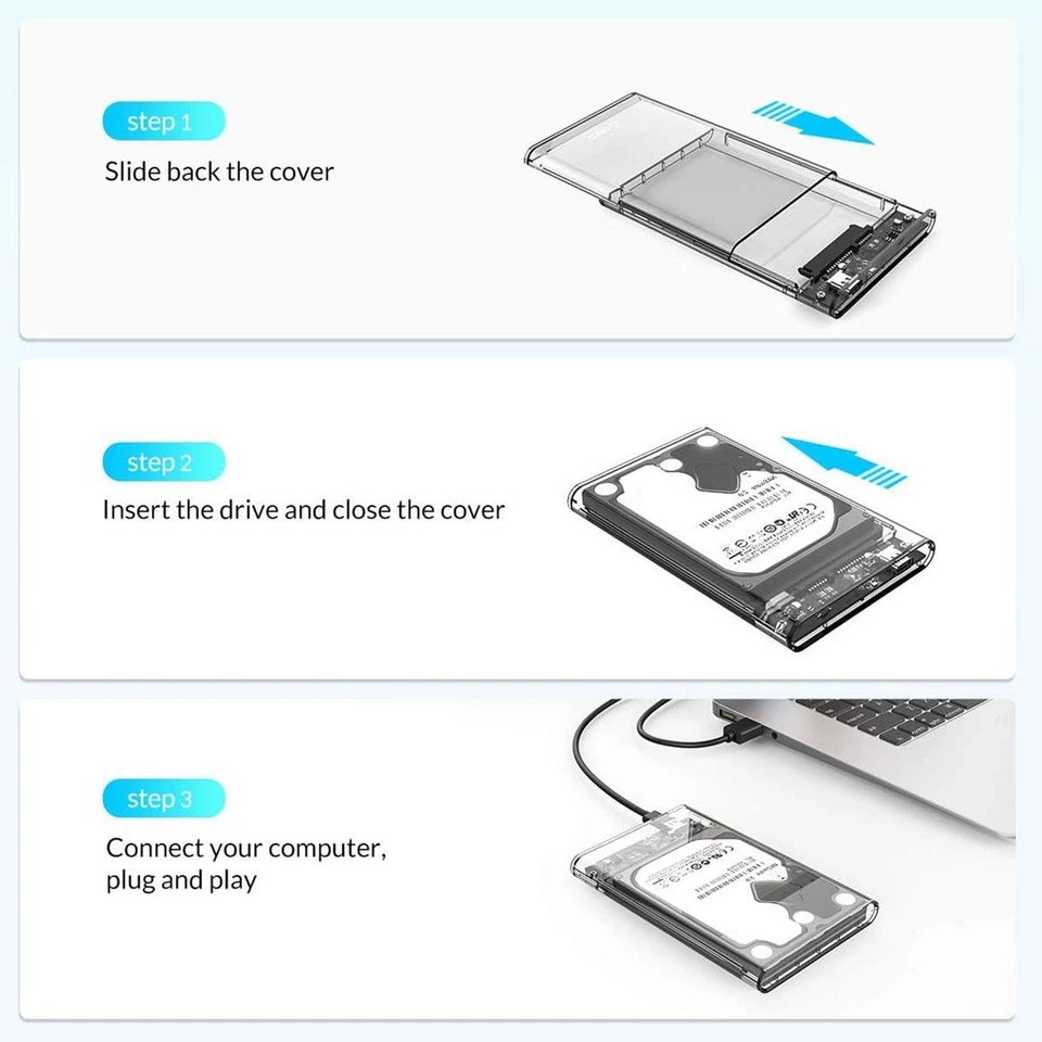 Caddy Enclosure SSD HDD 2,5 " Disc Adapter Box USB 3.0 External Portable_ - Image 4 of 4