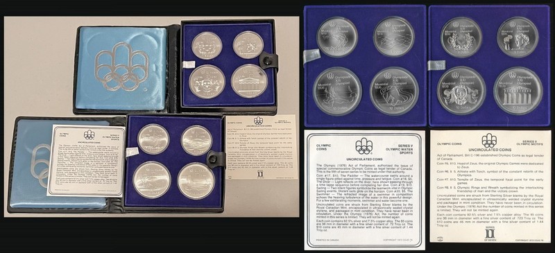 💥8 CANADA MONTREAL OLYMPICS .925 SILVER $5 & $10 💥8.652 TrOz ASW⚡️FREE SHIP⚡️