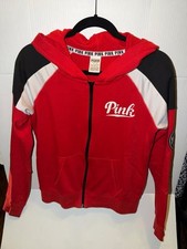 Victoria  s Secret PINK Red Zip-Up Hoodie   Size Medium