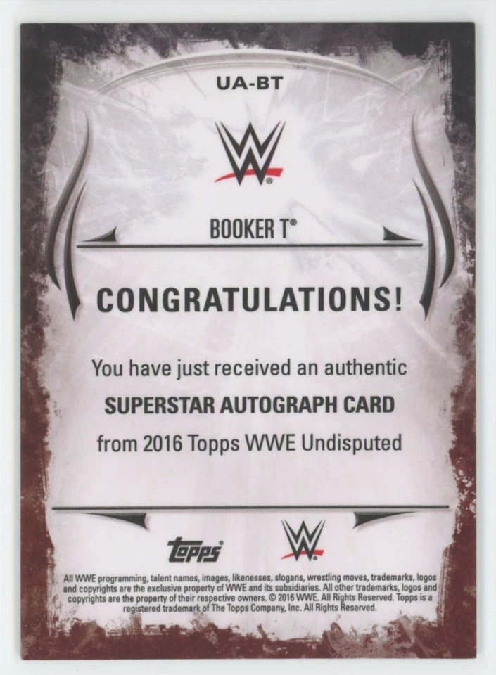2016 Topps WWE Undisputed SILVER Booker T Auto 48/50 #UA-BT A1 - Image 2 of 2