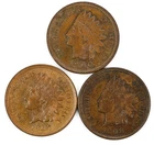 1906 1907 1908 Indian Head Cents F/VF IHC 1c Penny Lot of 3