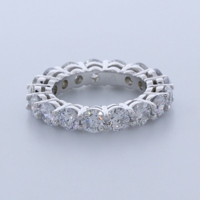 4.3 CT Certified Natural Diamonds G/VS1 Round Cut 14K Gold Classic Eternity Ring