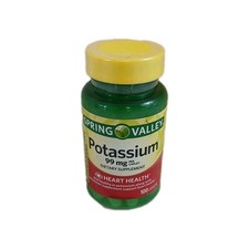 Spring Valley Potassium Caplets, 99 mg, 100 Ct 12/25