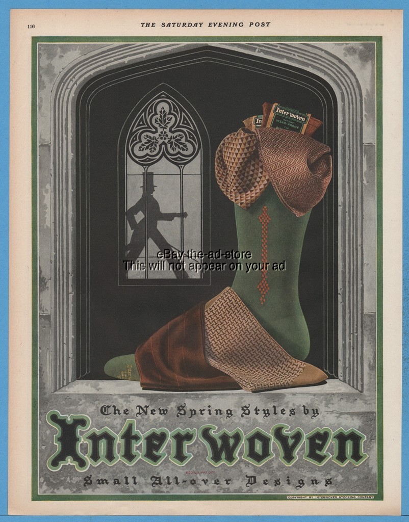 1929 Interwoven Socks Top Hat art 1920's clothing men's fashion stocking ad