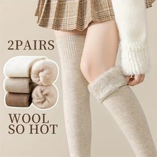 Women Winter Warm Leg Warmers Knit Crochet Lady High Knee Knitted Socks Leggings