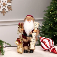 Northlight 12" Woodland Standing Santa Claus Christmas Figure Name List Gift Bag