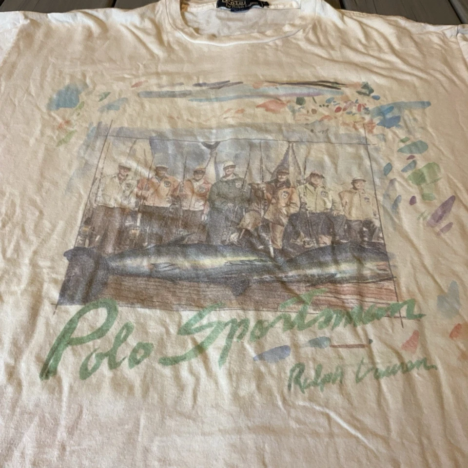 Vintage Polo Sportsman Graphic T-shirt Polo Ralph Lauren VERY RARE Single Stitch - Image 2 of 4
