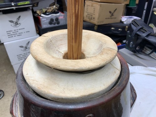3 Gallon Pottery Stoneware Butter Churn Antique 16" Tall - Picture 3 of 5