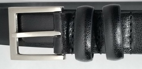 American A. Men's Belt Black Faux Leather Silver Buckle. Sizes 34 to 46 New HL3 - Picture 3 of 7
