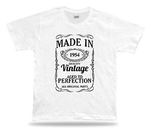 Printed T shirt tee Made in 1954 happy birthday present gift idea unisex