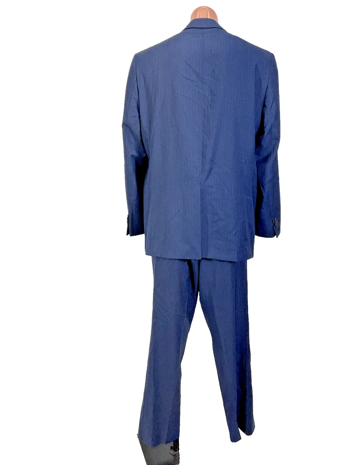Traje de hombre Daniel Cremieux Loro Piana 100 % lana azul marino a rayas B-44L P-38x33 Foto 2 de 4