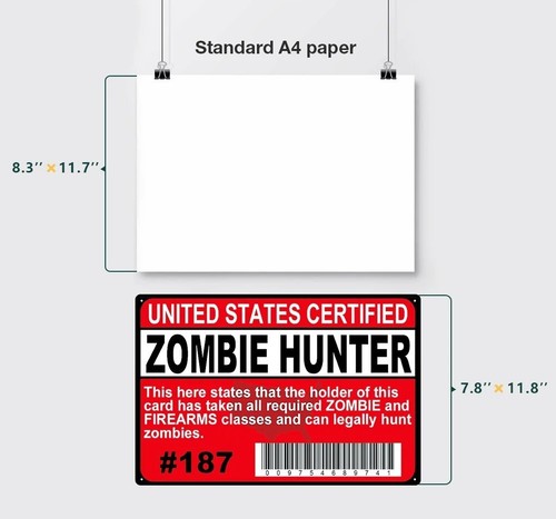 Póster de decoración de pared placa de advertencia de zona de advertencia de letrero de lata de metal Zombie Killer - Imagen 5 de 14