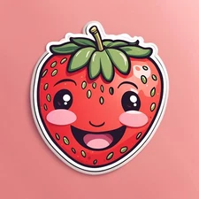 Cute Strawberry Sticker 3x2.5"