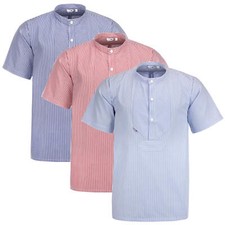 modAS Unisex Fischerhemd Sommer Kurzarm-Shirt Stehkragen Hemd Finkenwerder-Stil