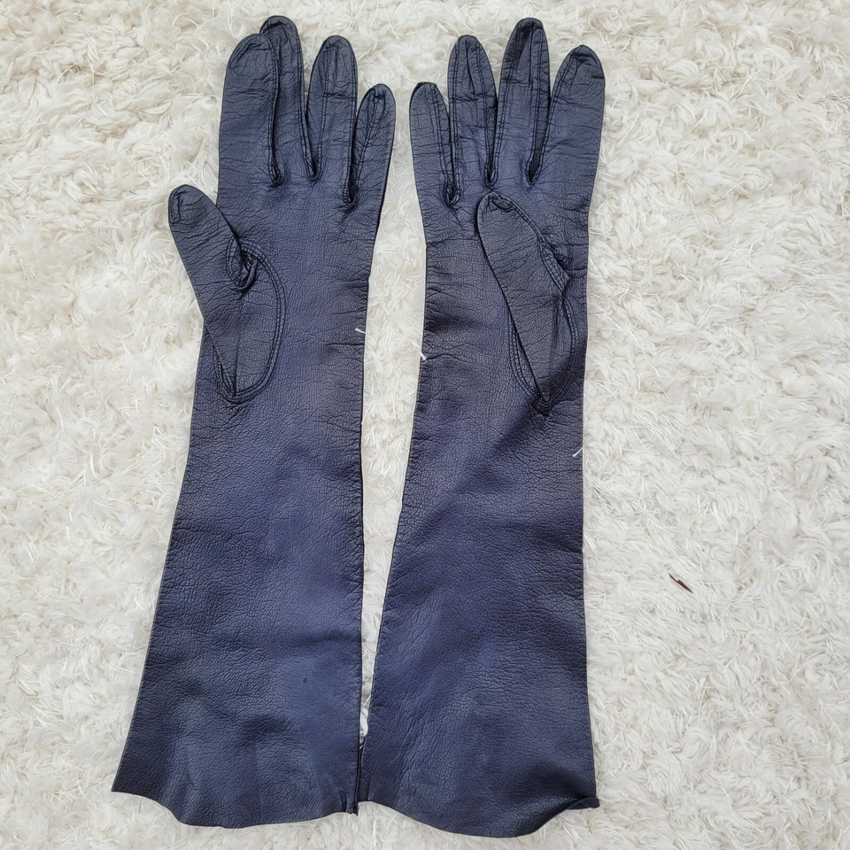 Guantes elegantes negros de colección Le Gant Trefousse Real Kid hechos en Francia para mujer talla 6 1/2 Foto 2 de 4