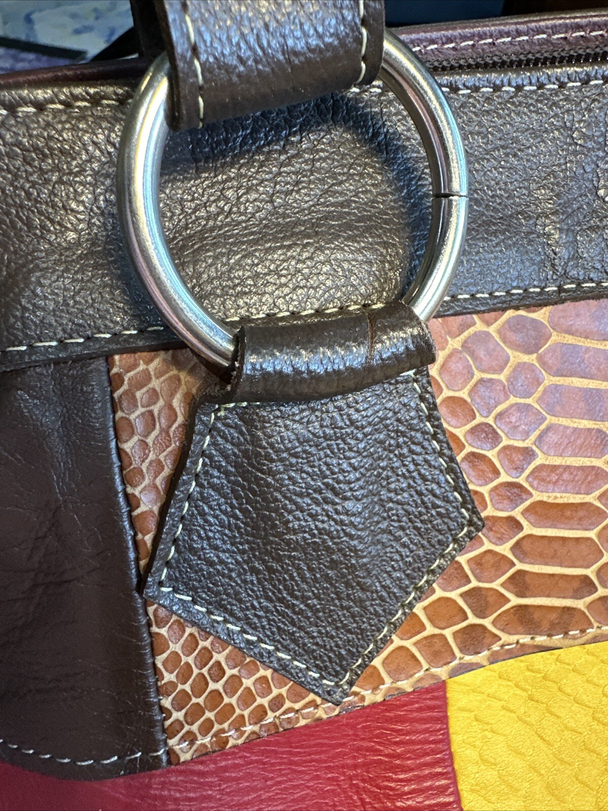 Genuine Leather Patchwork Bag. Beautiful Colors. … - image 16