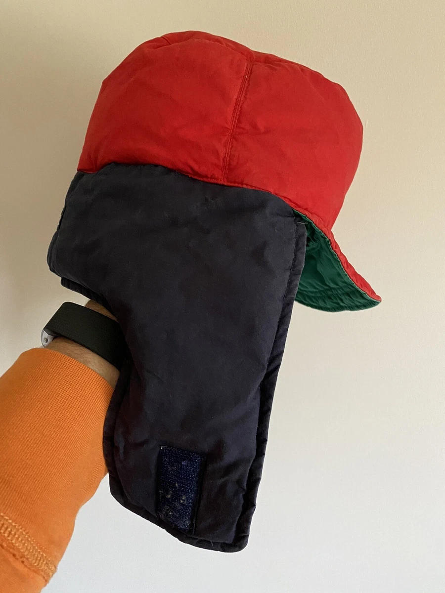 Nautica Color Block Bomber Hat Ear Flaps Winter Hat Cap Red Blue