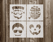 Halloween Faces Stencil Set, Set of 4 Reusable Craft Stencils, 477