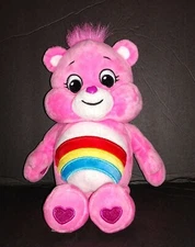 Care Bears - 9"  Cheer Bear - Pink Plush Rainbow - Basic Fun 2020 - VGC