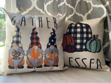 Gather and Blessed Pillow Covers 18x18 Inch Set of 2 Fall Farmhouse Pillowcases