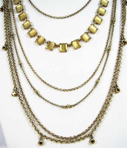 Lucky Brand Gold Stone Layered Necklace 4 In 1 Convertible Set Bohemian Boho - Picture 5 of 8
