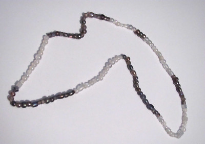 13-1/2'' WHITE & METALLIC COLOR DIFF. SHAPES OF GLASS BEADS GLASS MARDI GRAS BEAD