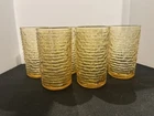 Anchor Hocking Soreno Gold Flat Juice Glasses 4" Set of 6  Glasses Vintage MCM