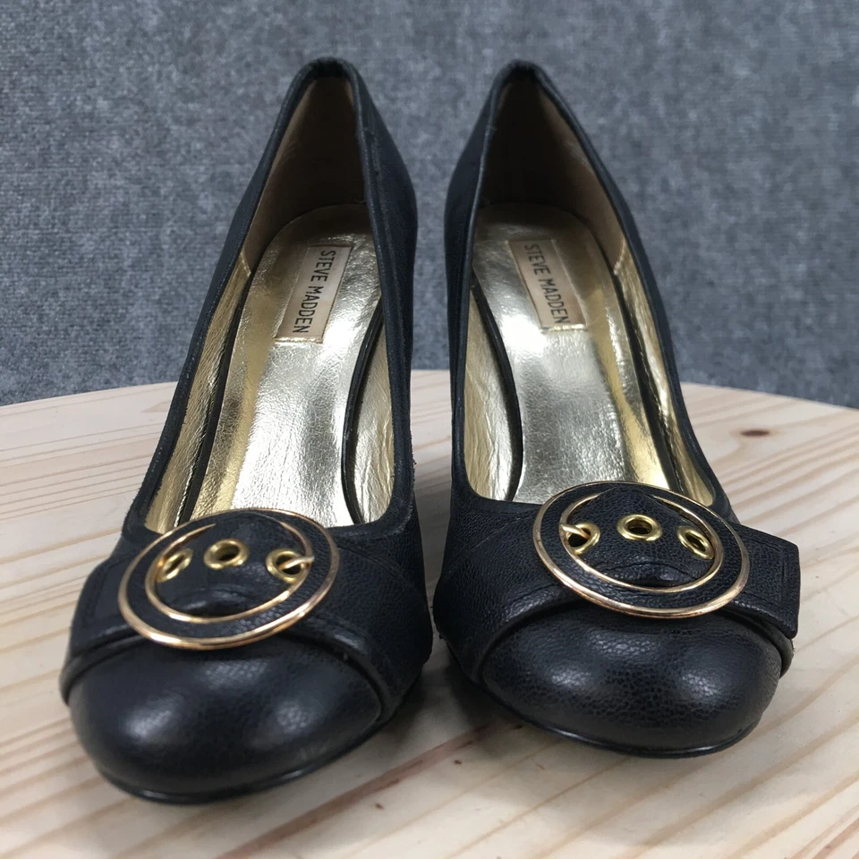 Zapatos Steve Madden para mujer 10 M Trea plataforma zapatos de salón cuero negro sin cordones cuña Foto 4 de 4