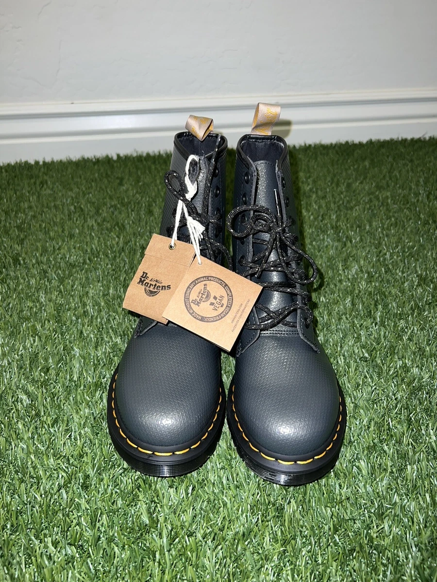 Dr. Martens 1460 Gunmetal Grey Vegan Boots Alumix Hex Emboss