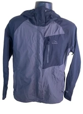 L.L. Bean Jacket Womans Misses Medium Gray Black TEK O2 Hooded Rain Windbreker