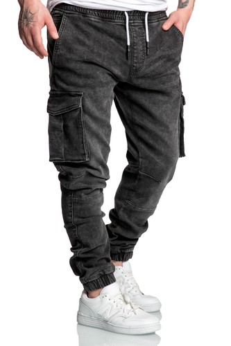 Herren Sweathose in Stretch Denim Männer Cargo Jogging Jeans 7024 - Bild 11 von 13