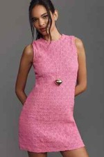 NWT Anthropologie Porridge Pink textured slim knit mini dress Size M