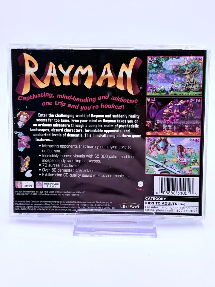 Rayman (Playstation 1, 1995) Complete CIB Tested & Working - Image 2 of 4