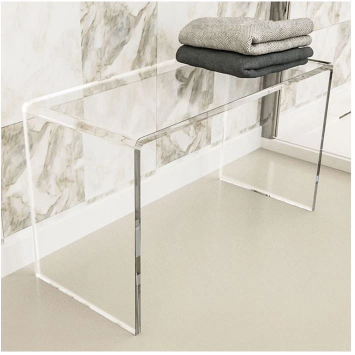 Sgabello Doccia Angolare In Acrilico GOIOOIA - 29x29x36.5 Cm Con Ripiano Portaoggetti, Trasparente