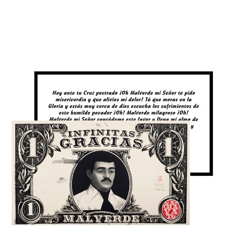 Jesus Malverde Tarjeta De Rezo oracion para billetera En Español Solamente - Picture 2 of 2