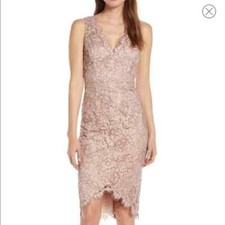 Eliza J Size 2 New Tulip Hem Lace Cocktail Dress Blush Pink NWT