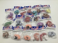 21 Vintage NOS Millinery Westrim Crafts Satin Ribbon Roses Multicolor Lot Korea