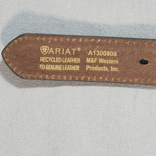 Ceinture femme Ariat 24 cuir marron usiné clouté diamant concho western snap - Photo 2/13