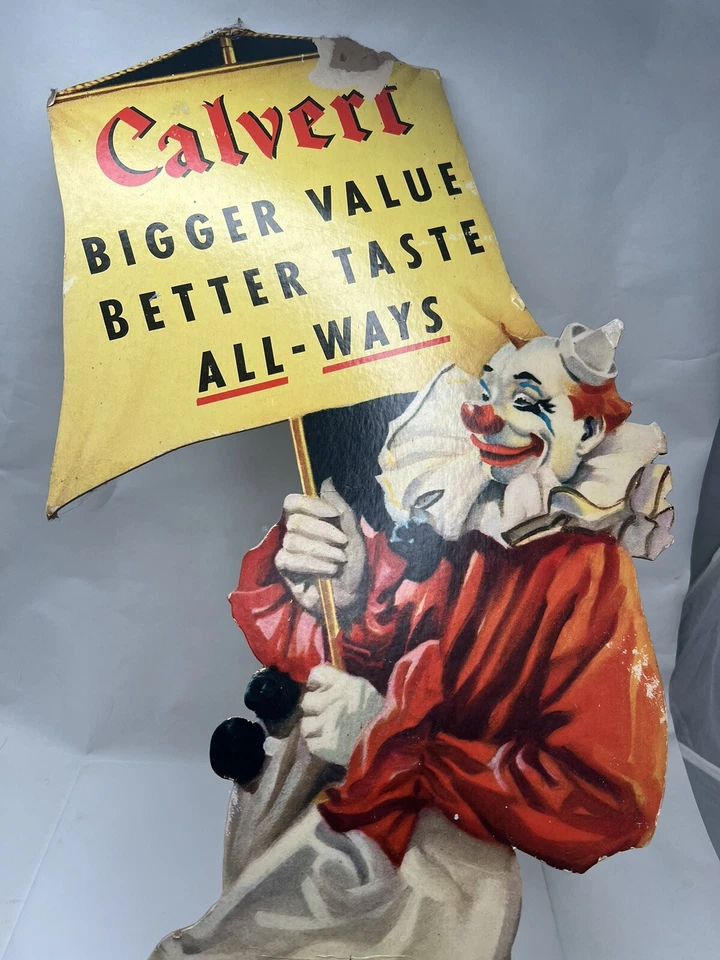 Letrero recortado publicidad calvert payaso circo vintage Foto 2 de 4