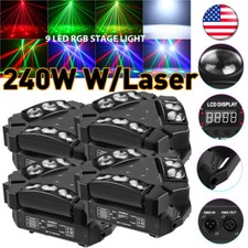 Spider Laser Moving Head Light RGB 9 LED Stage DJ Beam Light DMX/Sound Activated