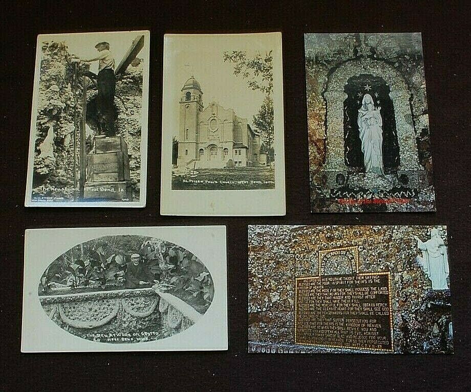 West Bend Iowa Lot of 12 Grotto of the Redemption Postcards - 3 Historical RPPC
