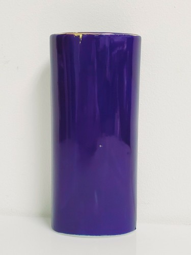 Ceramic Cobalt Blue with Gold Birds & Flower Tube Vase Small 6" Made in Japan - Picture 2 of 12
