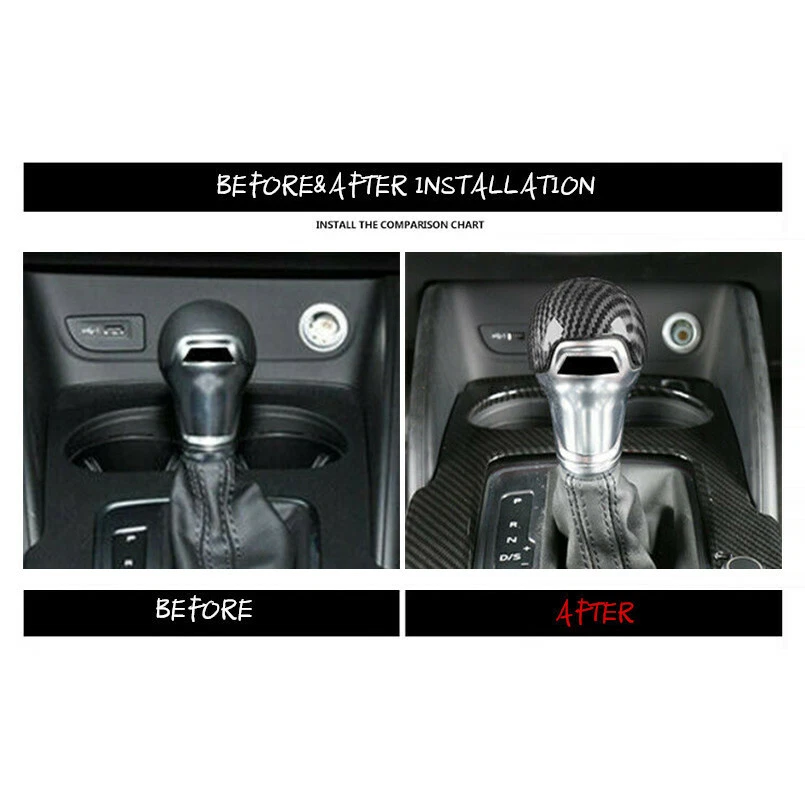 Cubierta de cabeza de perilla de cambio de marchas de fibra de carbono real para AUDI A3 S3 8V 2014-2018 Foto 4 de 4