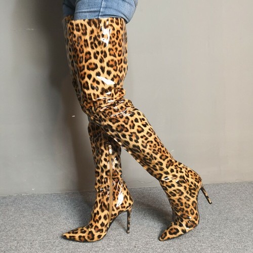 thigh high boots leopard print