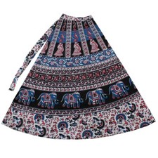 women's long jaipuri wrap around printed free size cotton skirt