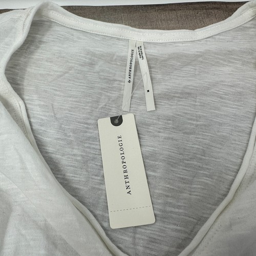 NWT Anthropologie Ruched White Ruffle Top, Size Medium - Cream -100% Cotton - Picture 2 of 8