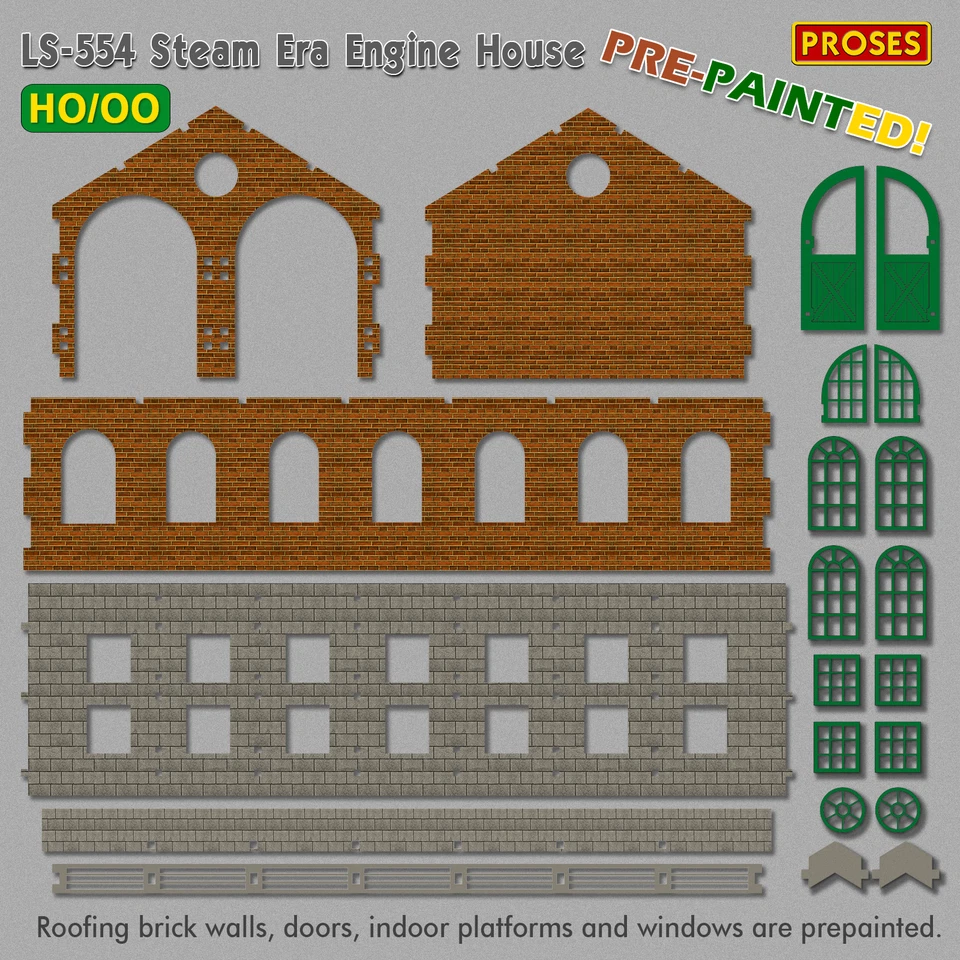 Steam Era Engine House Kit for Model Train Layouts (HO Scale, Pre-painted) - Image 2 of 2