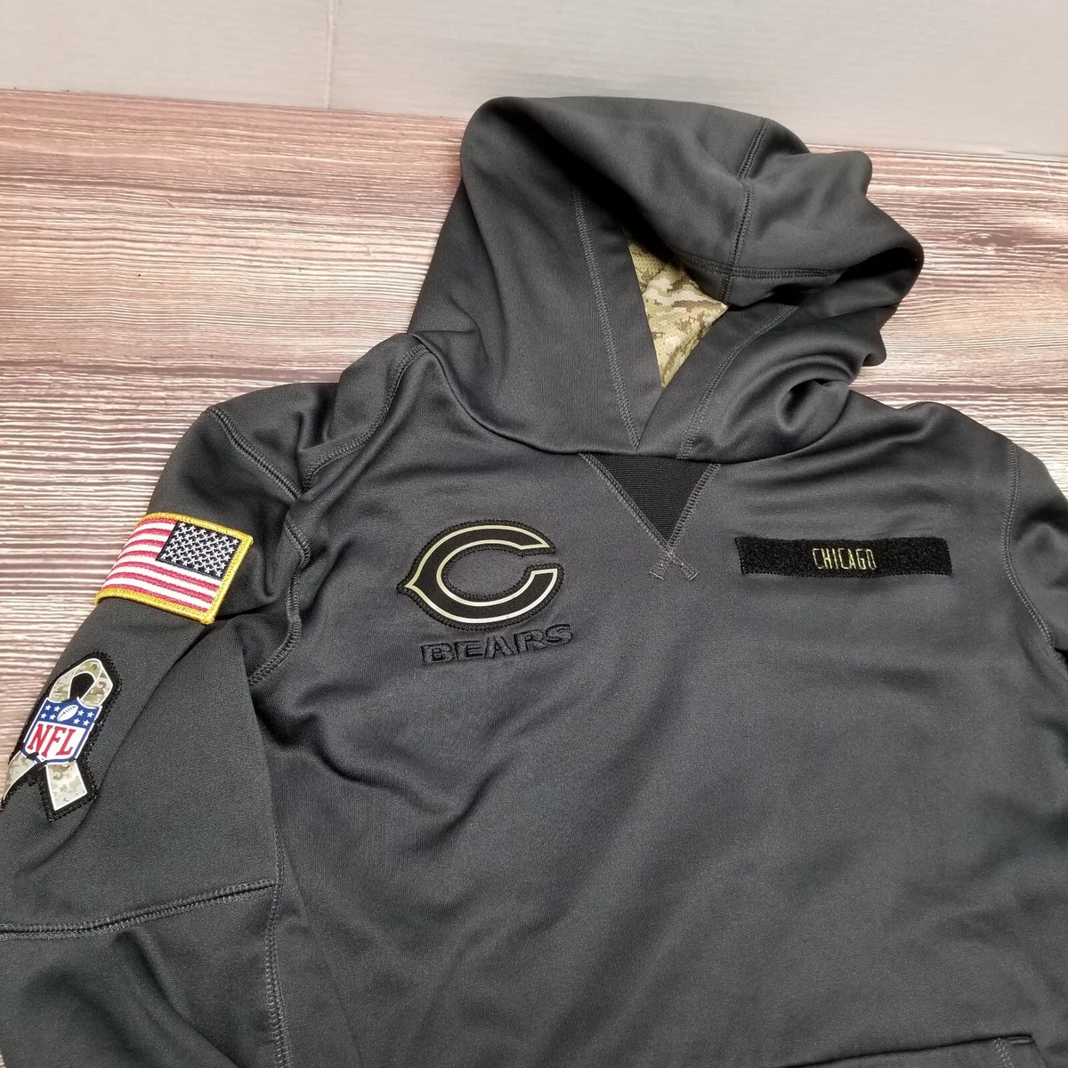 NIKE Chicago Bears Army Youth Boys Large Salute To Service Hooded Sweatshirt  | eBay